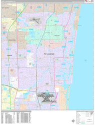 Fort Lauderdale Wall Map Premium Style 2024